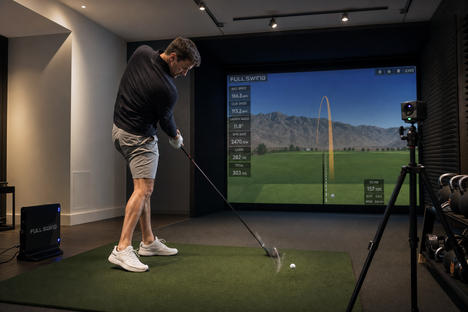 Indoor golf simulator hardware en sensortechnologie